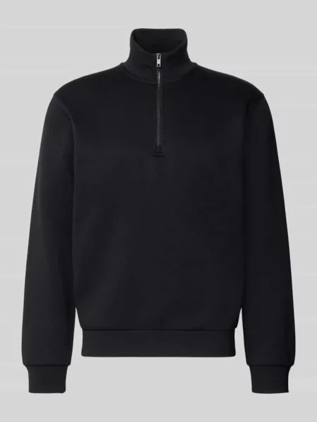 Bluza o kroju regular fit z zapinanym kołnierzem model ‘Bradley’ Jack & Jones czarna