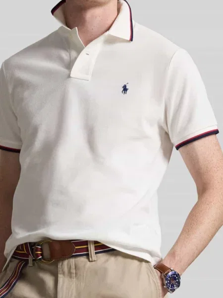 Koszulka polo o kroju slim fit z czystej bawełny Polo Ralph Lauren biała