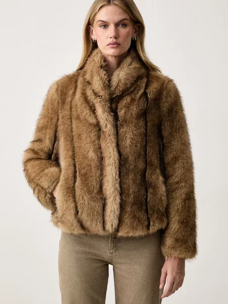 Twinset palton scurt pentru femei bej