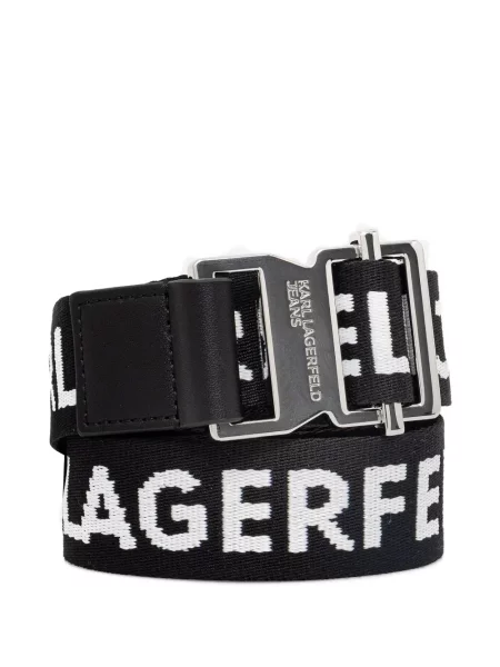 Ζώνη Karl Lagerfeld Jeans με αγκράφα με αυτόγραφο μαύρο