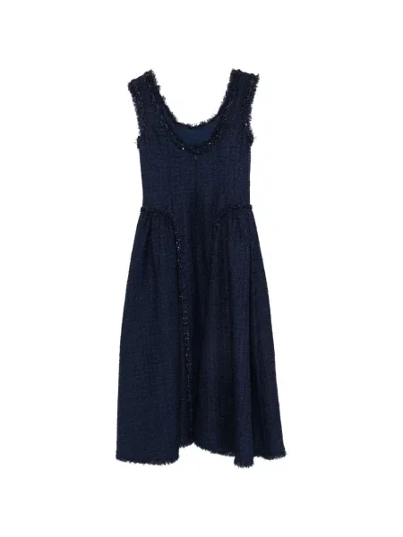 Bouclé rochie midi Self-portrait albastru
