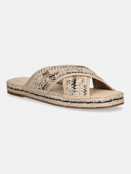 Tommy Hilfiger šľapky dámske ESPADRILLE MULE SANDAL RAFFIA béžová