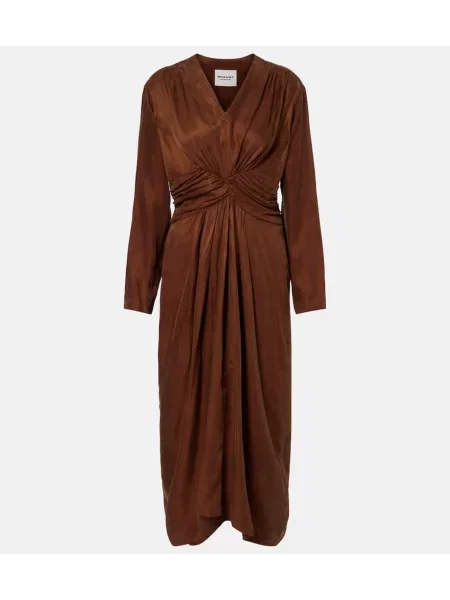 Rochie midi Marant Etoile drapată până la genunchi de costum maro