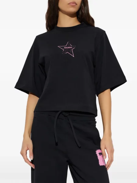 Decupat tricou Palm Angels cu imagine negru