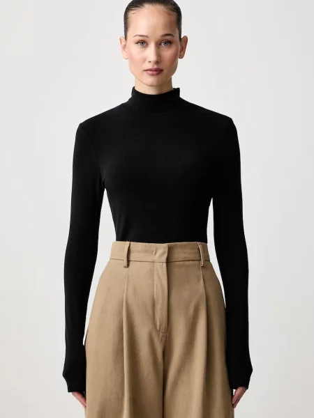 Tricou cu mânecă lungă Tommy Hilfiger de lână negru