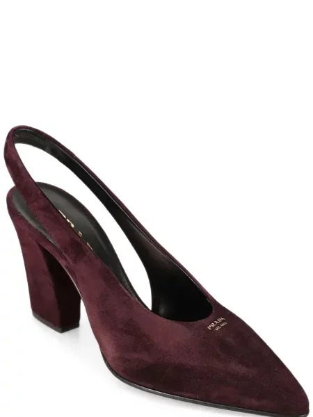 Pantofi cu toc Prada din piele de căprioară roșu
