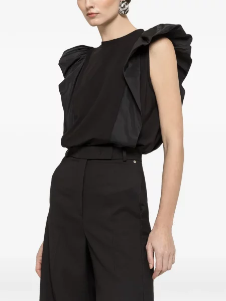 Top Nissa cu volane negru