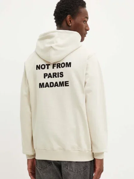 Mikina Drôle de Monsieur Le Hoodie Slogan s kapucí s potiskem béžová