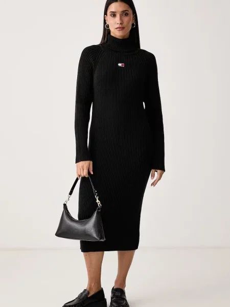 Tommy Jeans rochie tricotată din negru