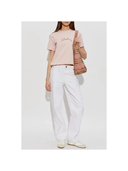 Koszulka Burberry z logo różowa