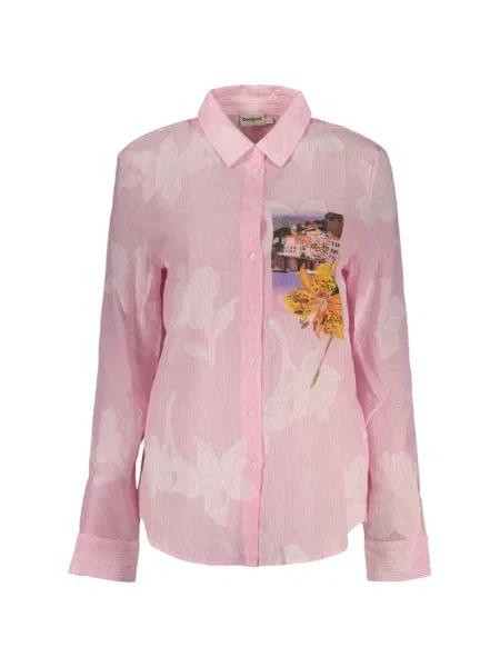 Cămașă Desigual cu model floral cu imagine roz