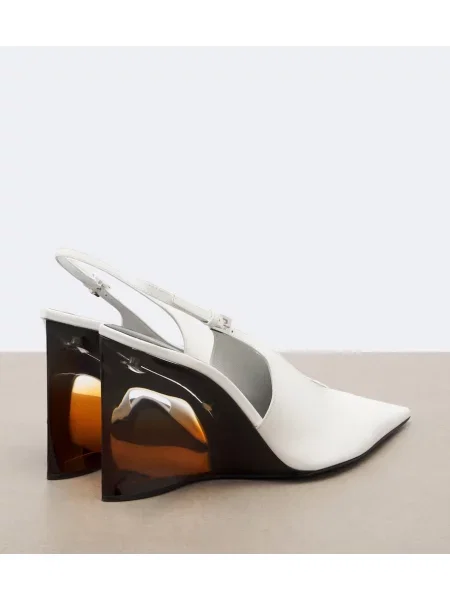 Pantofi cu toc Alaïa din piele cu pană alb
