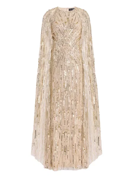 Rochie maxi Jenny Packham cu paiete de costum auriu