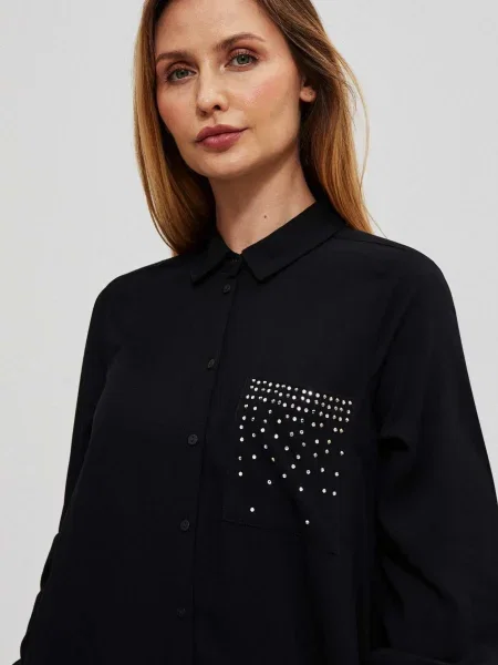 Cămașă Moodo cu strasuri negru