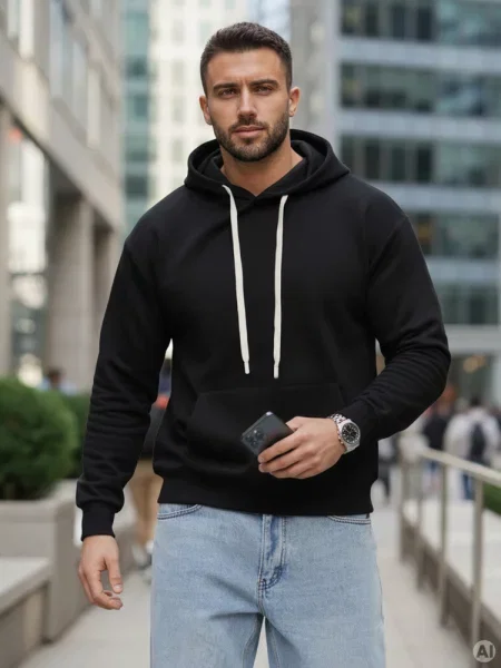 Bluza z kapturem kangurka Dstreet czarna