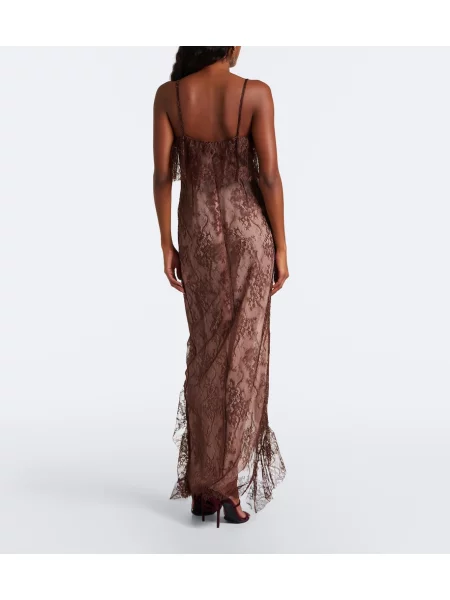 Rochie Blumarine cu volane din dantelă maro