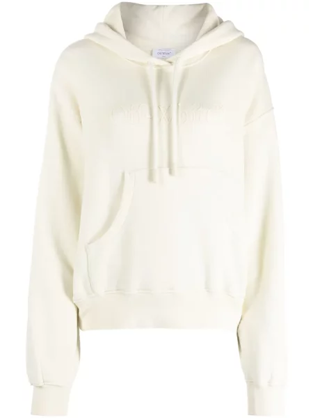 Hanorac cu glugă Off-white cu imagine alb