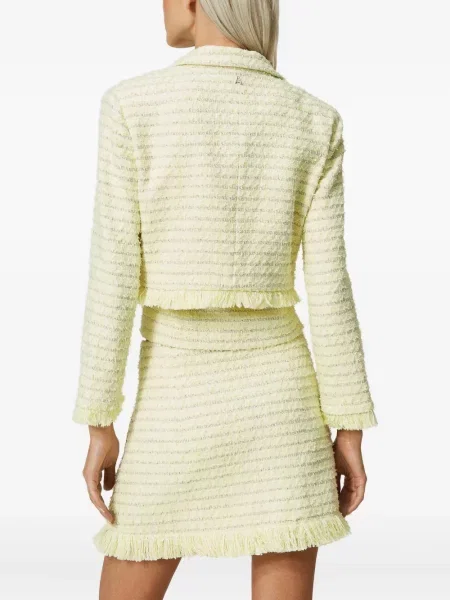 Bouclé fusta mini Twinset cu franjuri galben