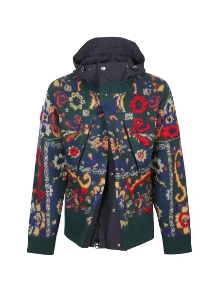 Geacă Sacai de lână cu model paisley verde