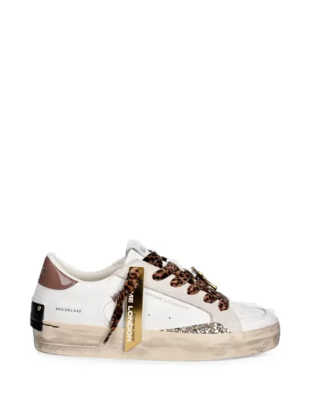 Sneakerși Crime London cu imagine cu model leopard alb