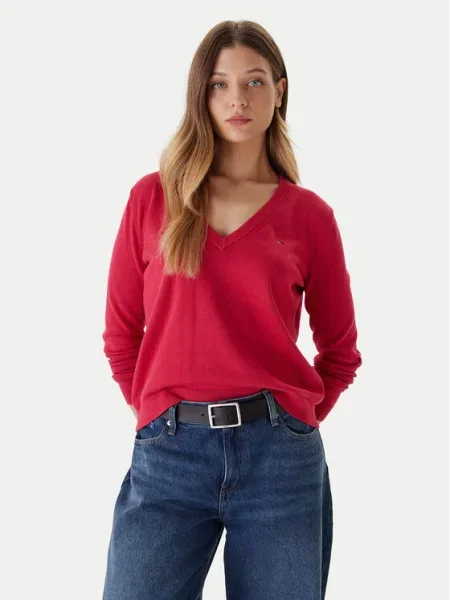 Tommy Jeans Pulover Essential Roz roșu