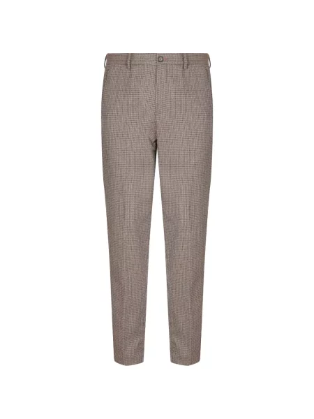 Spodnie Seventy w kratę brązowe