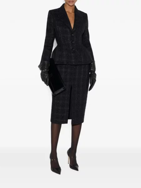 Geacă Elisabetta Franchi din tweed negru
