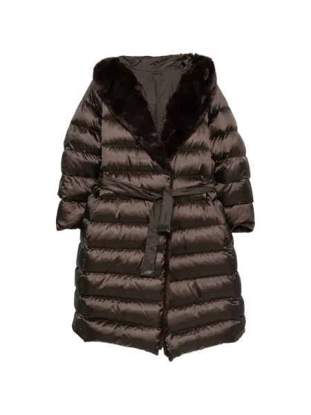 Prošívaný opásaný kabát Max Mara hnědý