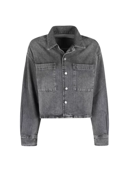 Krótka bluzka Alexander Wang z długim rękawem szara