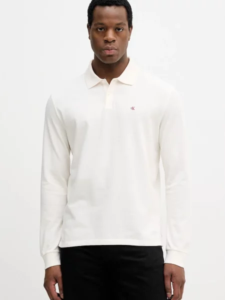 Μπλούζα με μακριά μανίκια Calvin Klein Jeans μπεζ