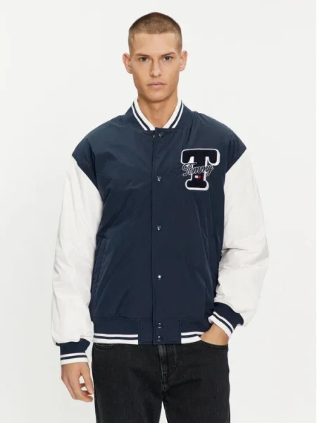 Tommy Jeans Geacă bomber Colorblock Varsity Bleumarin alb