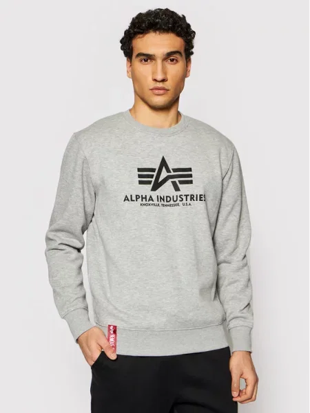 Alpha Industries Mikina Basic Sweater Šedá černá