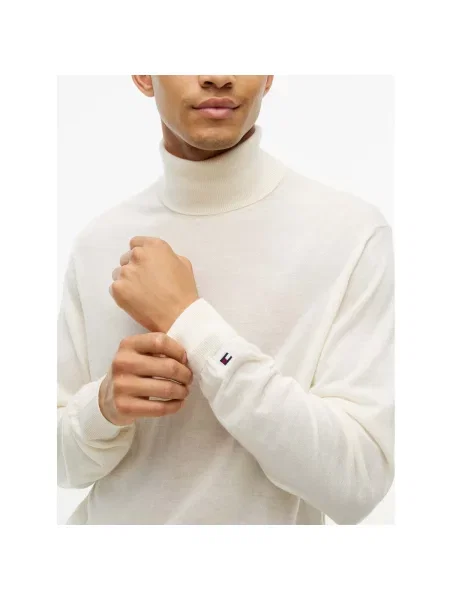 Pulover Tommy Hilfiger de lână cu guler înalt bej