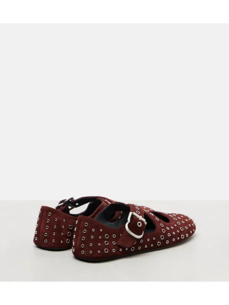 Balerini Alaïa din piele de căprioară bordo