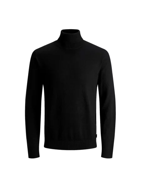 Lniany sweter Jack & Jones z długim rękawem czarny