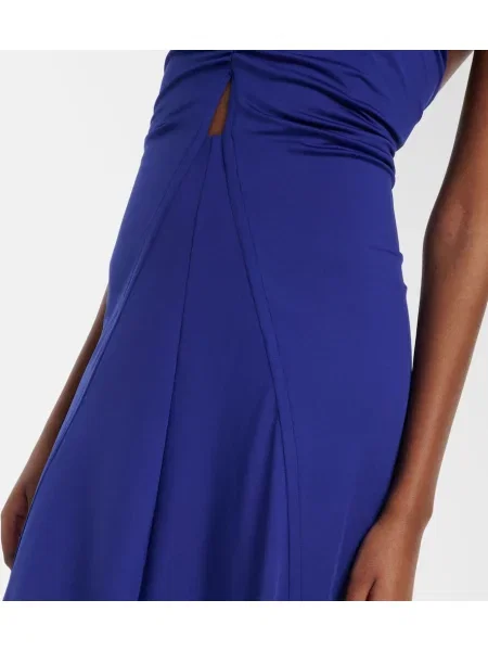 Obleka maksi maxi obleka Victoria Beckham z volani modra