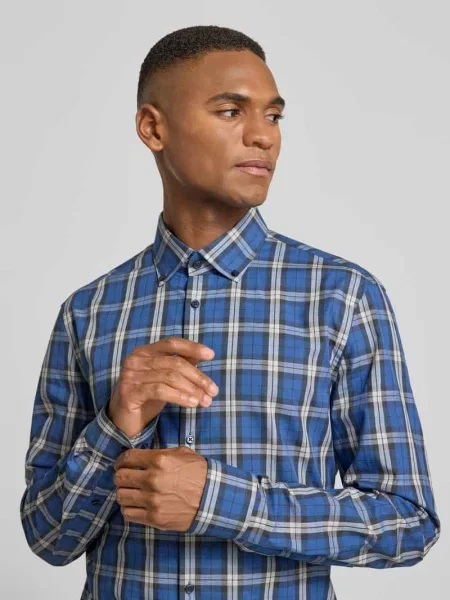 Koszula biznesowa o kroju slim fit z bawełny Jake*s granatowa