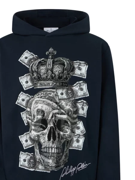 Hanorac cu glugă Philipp Plein cu imagine albastru