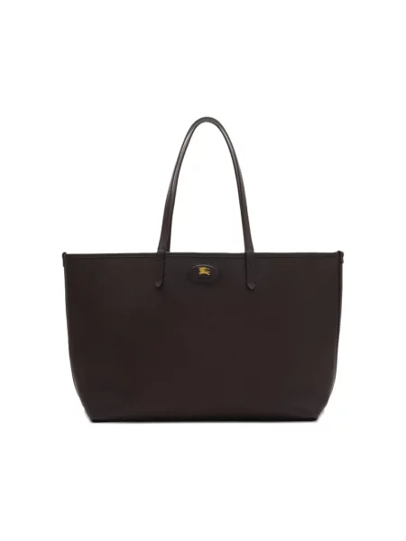 Torebka skórzana Burberry skórzana w kratkę dwustronna brązowa