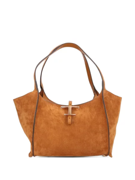 Geantă shopper Tod's din piele de căprioară maro
