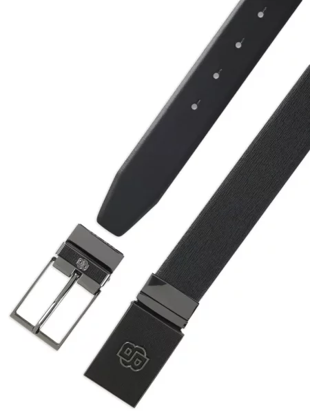 Cu centură reversibil curea Boss din piele negru