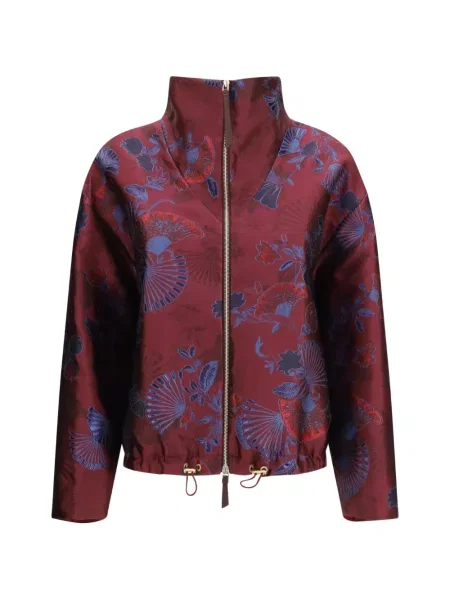Palton Giorgio Armani cu model floral din jacard roșu