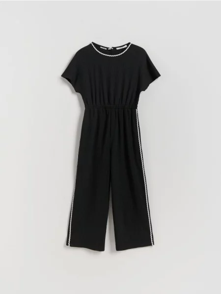 Reserved Структурний комбінезон із лампасом чорний
