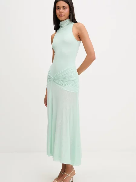 Bardot rochie drapată verde