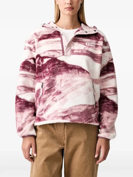 Hanorac cu glugă Columbia din fleece cu imagine alb