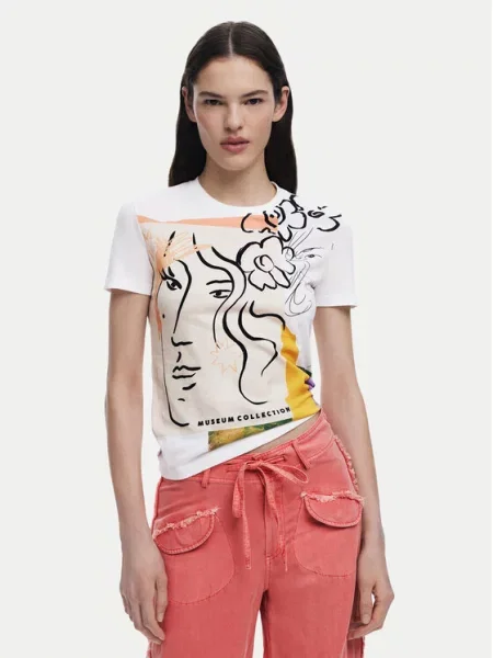 Desigual T-Shirt Collection Regular Fit λευκό