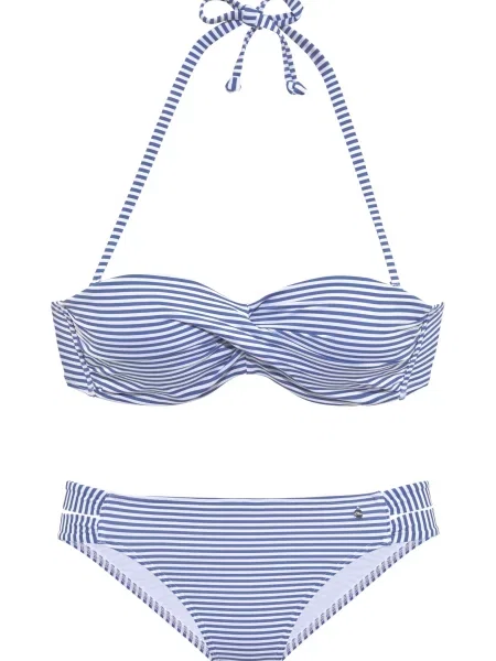 S.Oliver Costum de baie două piese albastru cobalt alb