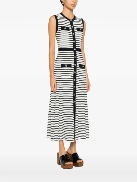 Rochie maxi Maje cu dungi de costum alb