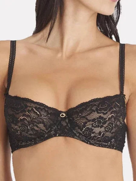 Кружевной бюстгальтер на широких бретелях чорний