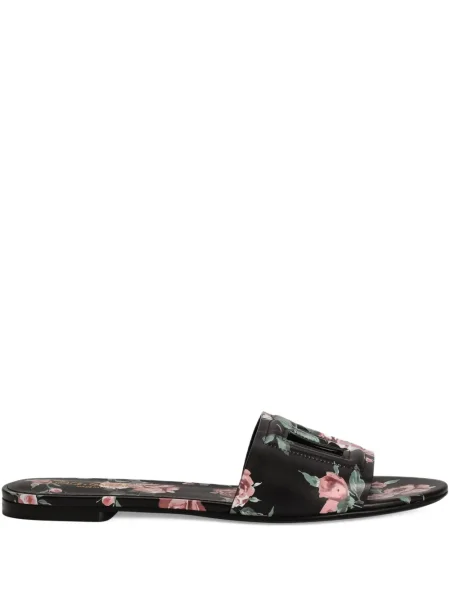 Papuci Dolce & Gabbana cu model floral cu imagine negru